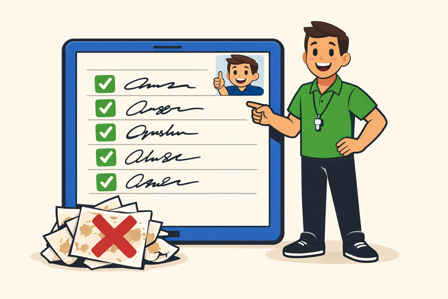 Illustration de l'émargement digital sur tablette pour un organisme de formation