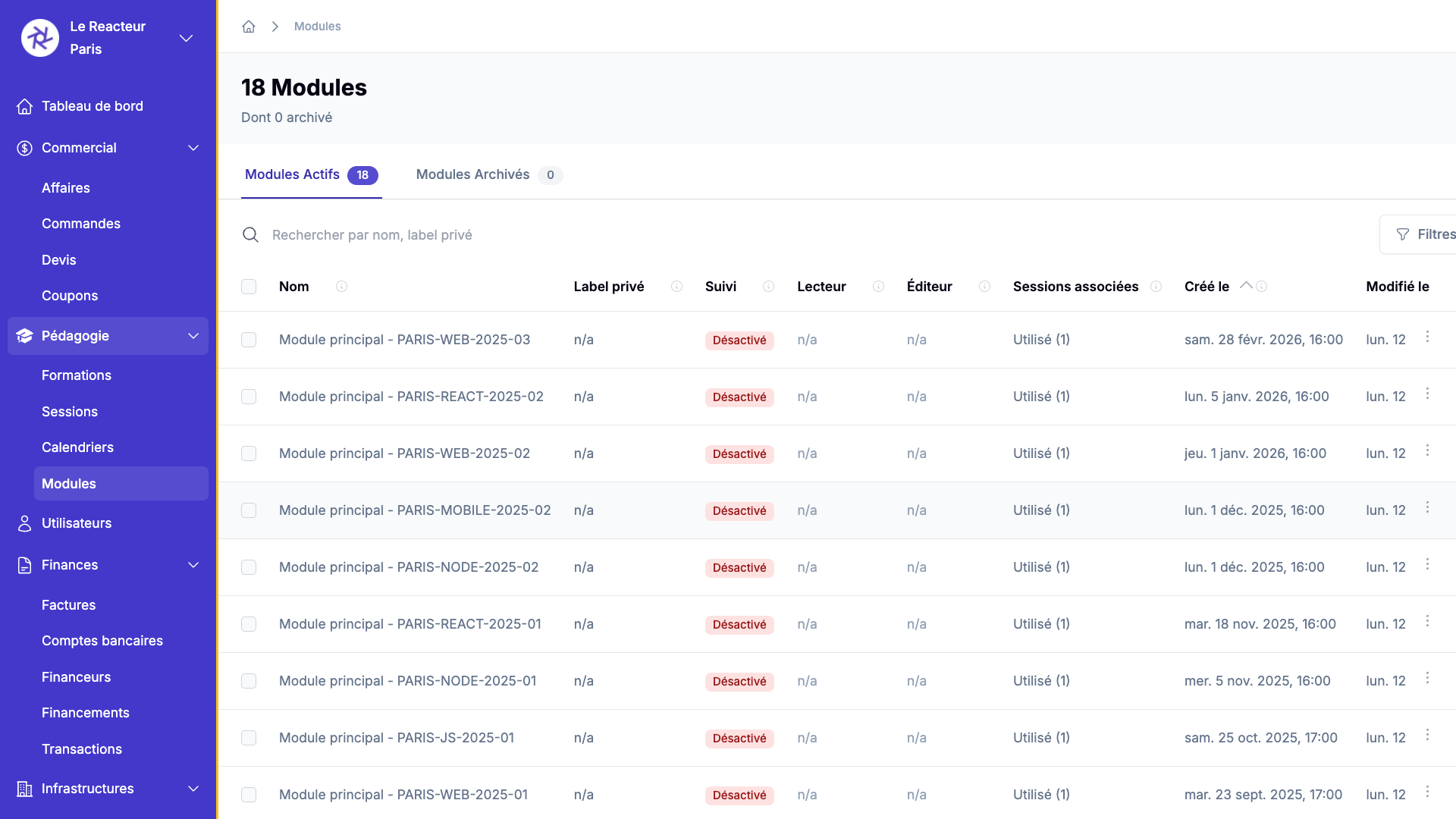 Modules pédagogiques