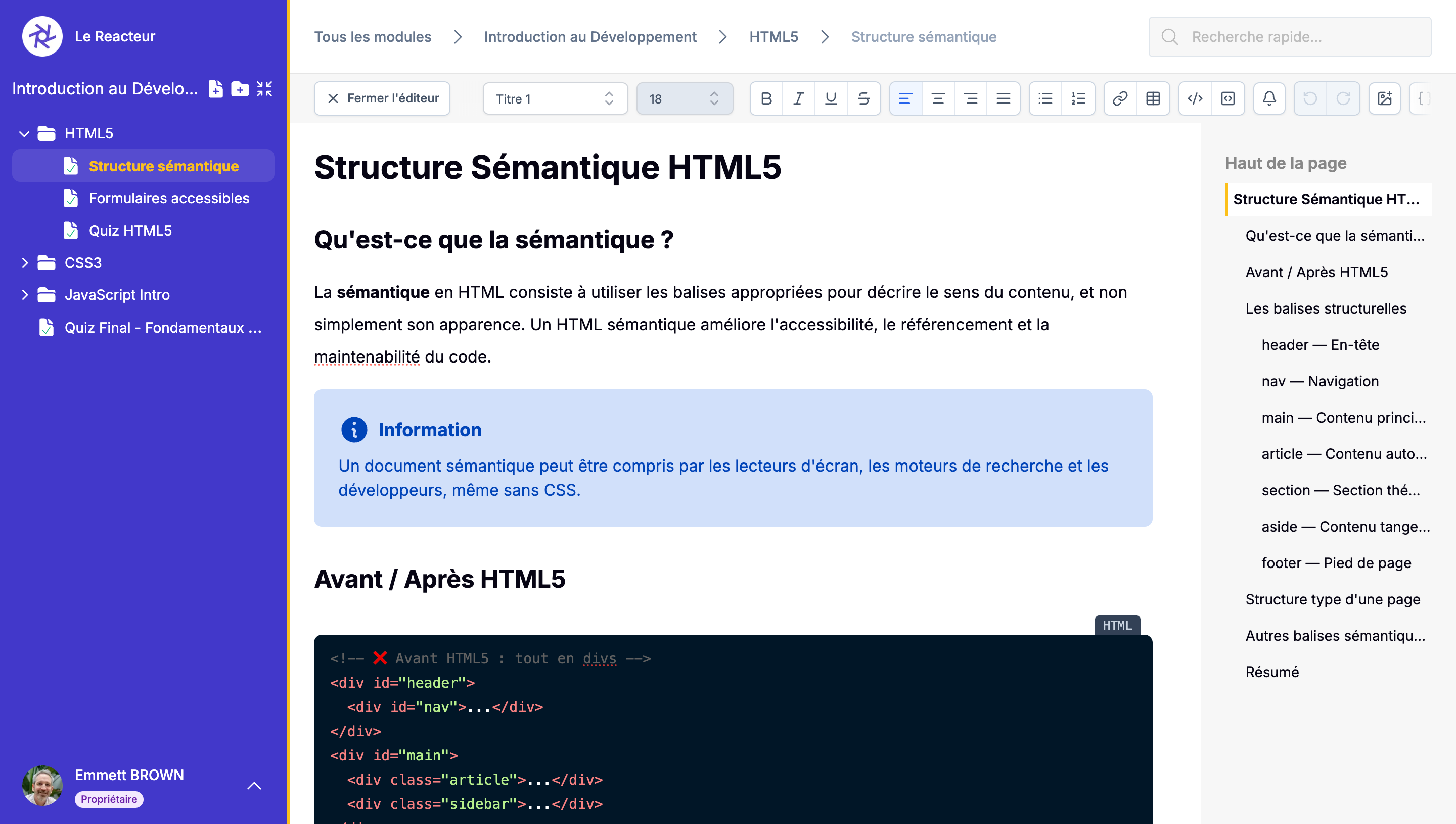 Interface Parcourama - Module LMS avec catalogue des formations et contenus e-learning